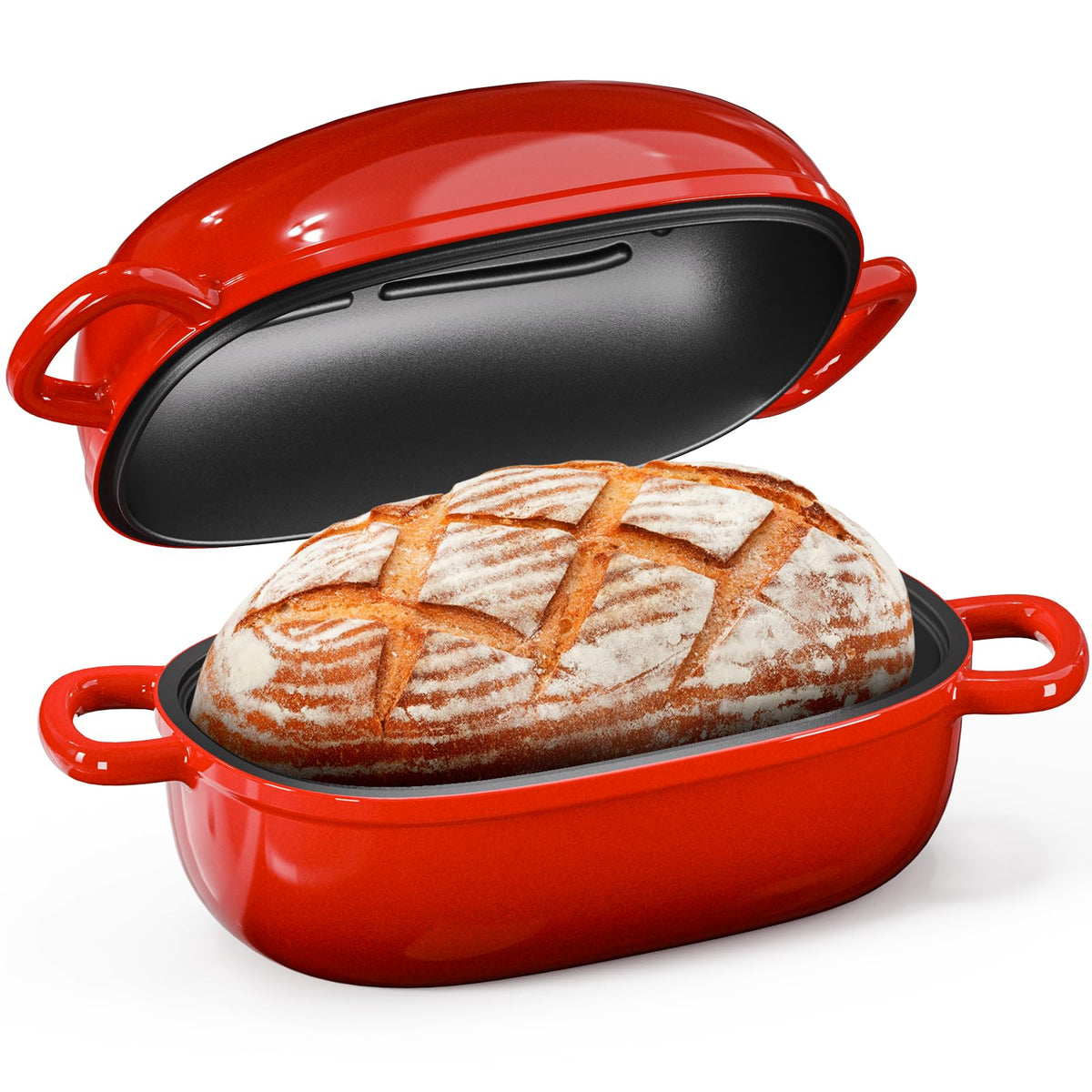 2.5QT Cast Iron Dutch Oven, Bread Loaf Pan for Sourdough Bread Baking