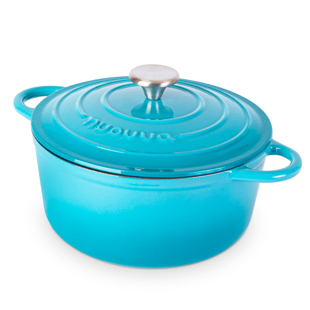 Nuovva Enamelled Cast Iron Dutch Oven Pot with Lid-6.4 Quart Non Stick Casserole Pot-Heavy Duty & Oven Safe up to 500° F for Bread Baking, Braising, Stews, Roasting - 28cm Dark Blue