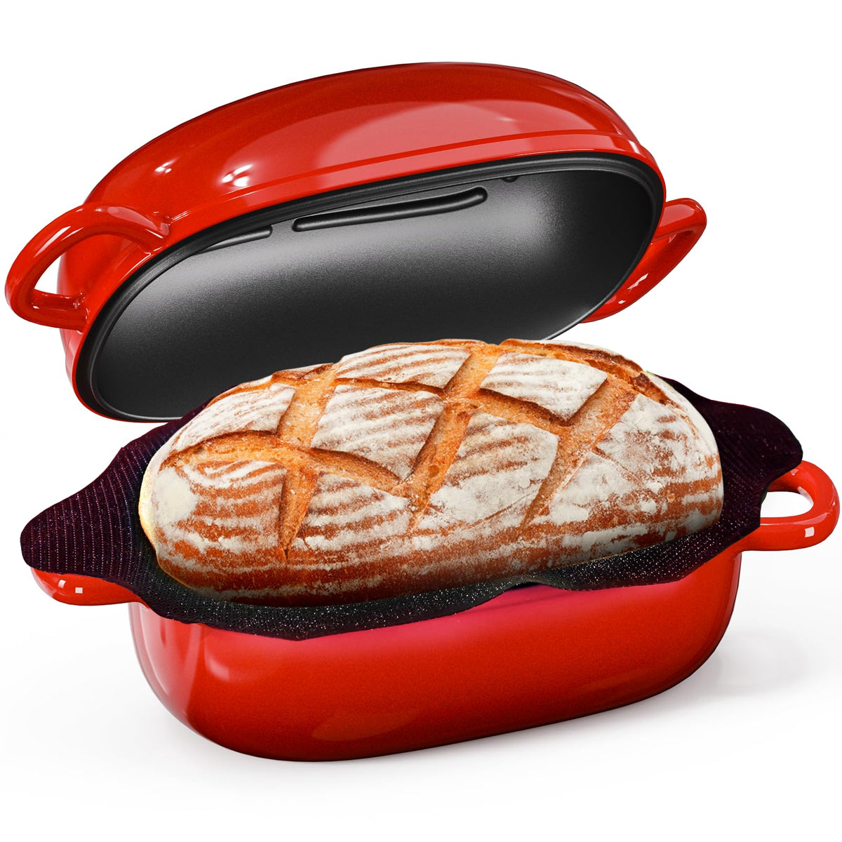 2.5QT Cast Iron Dutch Oven, Bread Loaf Pan for Sourdough Bread Baking