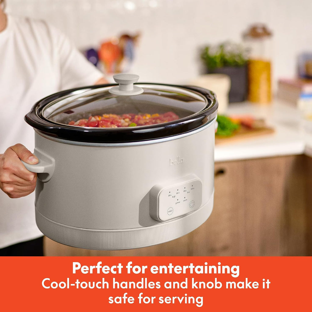 bella SAVOR 6qt Programmable Non-Toxic Slow Cooker, Oatmilk