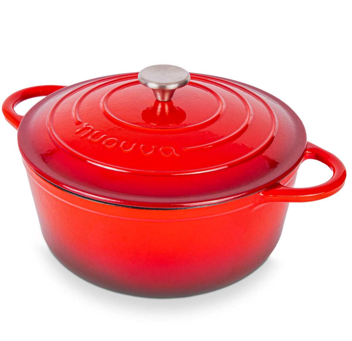 Nuovva Enamelled Cast Iron Dutch Oven Pot with Lid-6.4 Quart Non Stick Casserole Pot-Heavy Duty & Oven Safe up to 500° F for Bread Baking, Braising, Stews, Roasting - 28cm Dark Blue