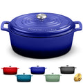 Rossallini Enameled Cast Iron Oval Dutch Oven Pot with Lid, 5 Quart, Sage