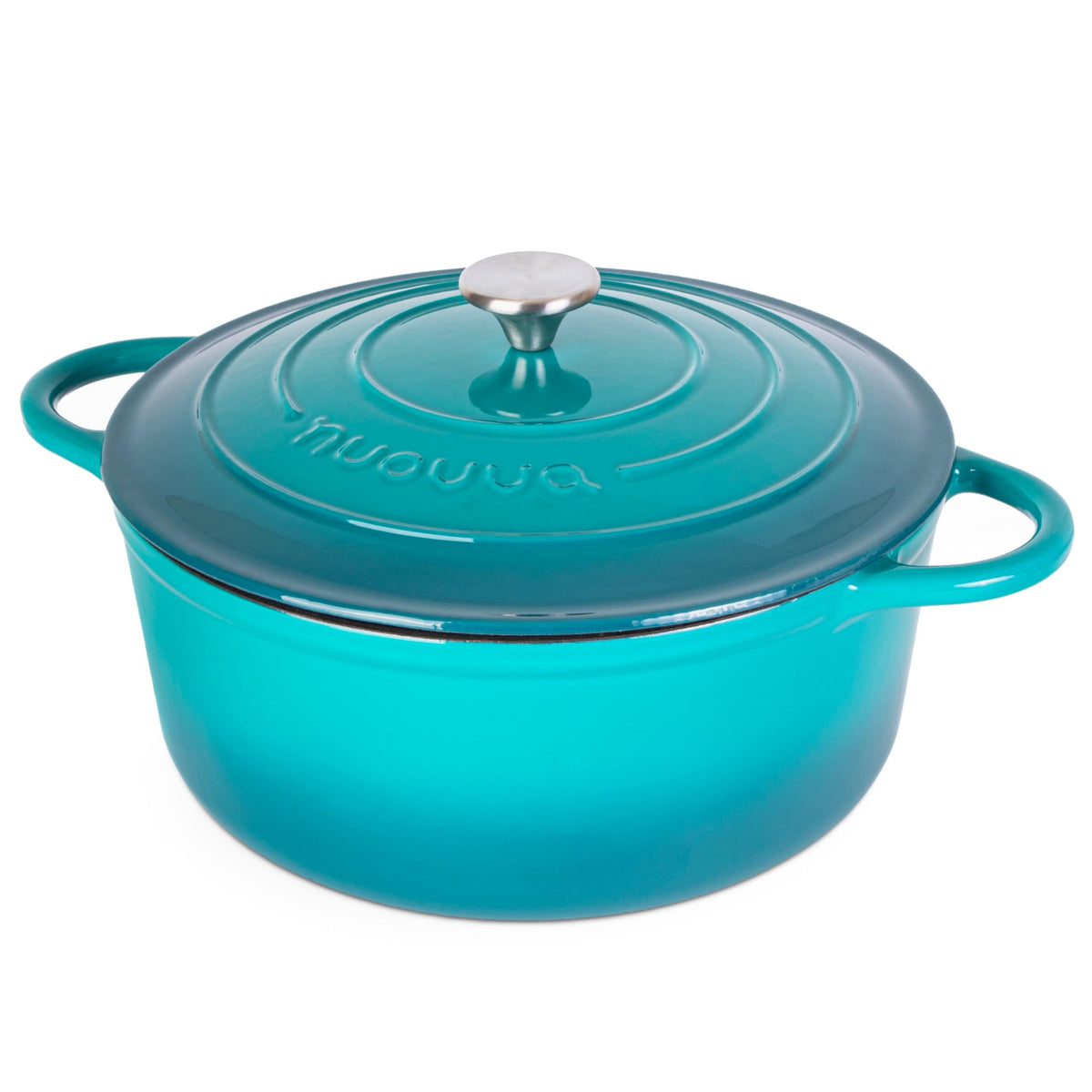Nuovva Enamelled Cast Iron Dutch Oven Pot with Lid-6.4 Quart Non Stick Casserole Pot-Heavy Duty & Oven Safe up to 500° F for Bread Baking, Braising, Stews, Roasting - 28cm Dark Blue
