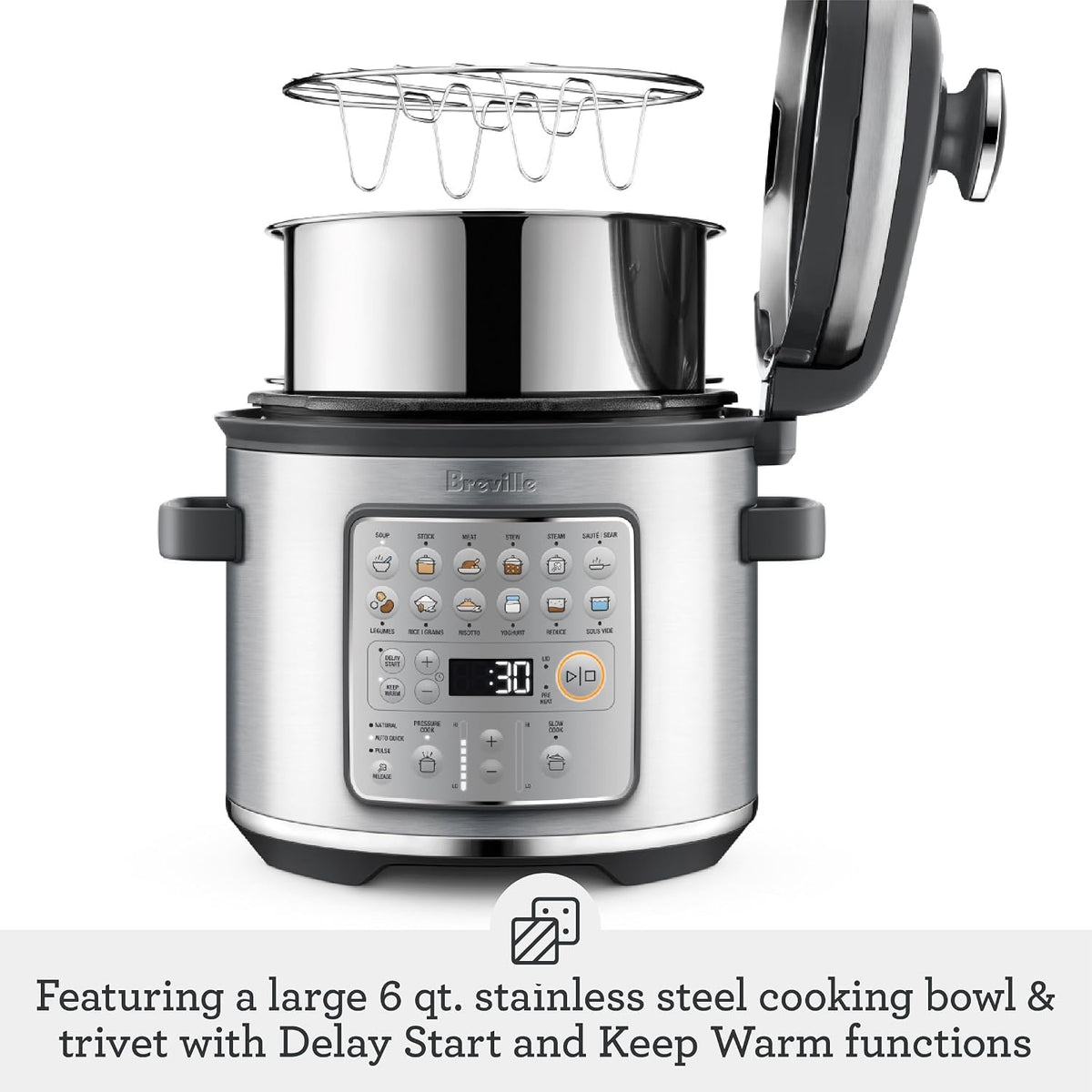 Breville Fast Slow Go Pressure Cooker BPR680BSS, Brushed Stainless Steel