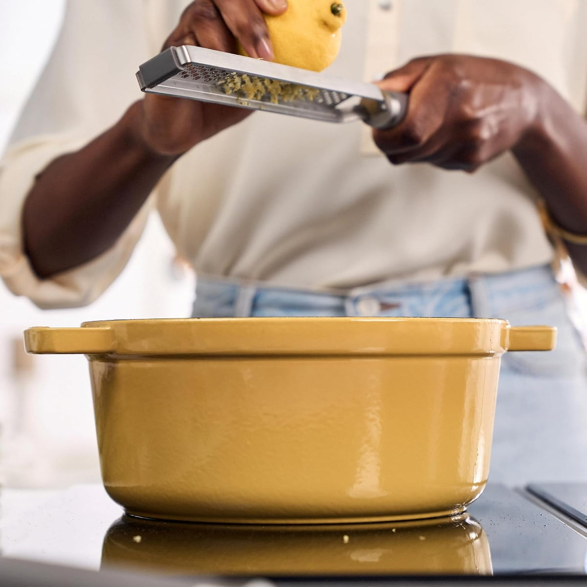 Staub Cast Iron 4-qt Round Dutch Oven - Citron