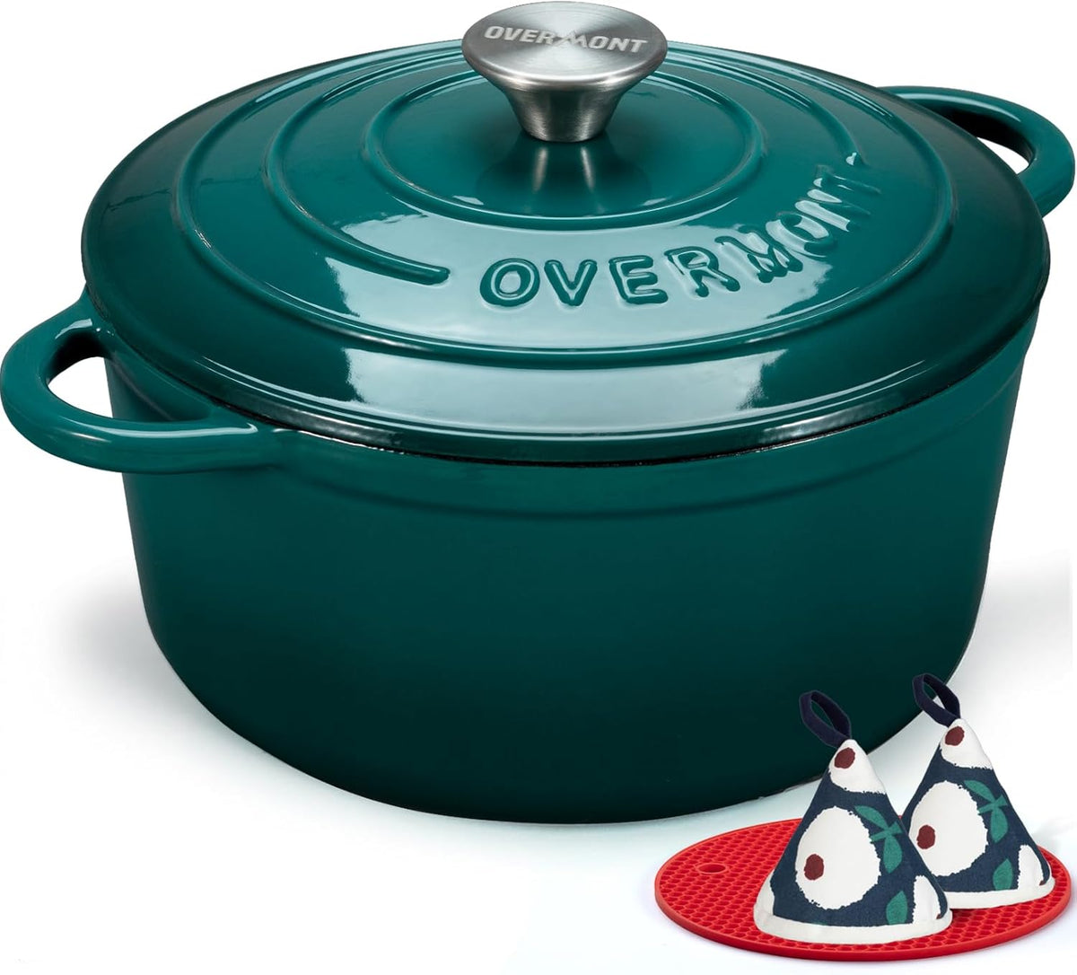 Overmont Enameled Cast Iron Dutch Oven - 7QT Pot with Lid Cookbook