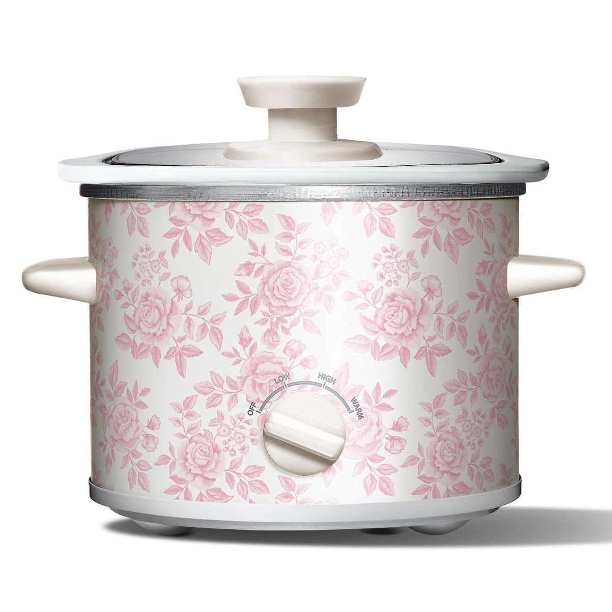 COOK WITH COLOR 2QT Mini Electric Round Slow Cooker - Adjustable Settings, Removable Stoneware Pot, Tempered Glass Lid, Dishwasher Safe, Cool-Touch Side Handles, Cream