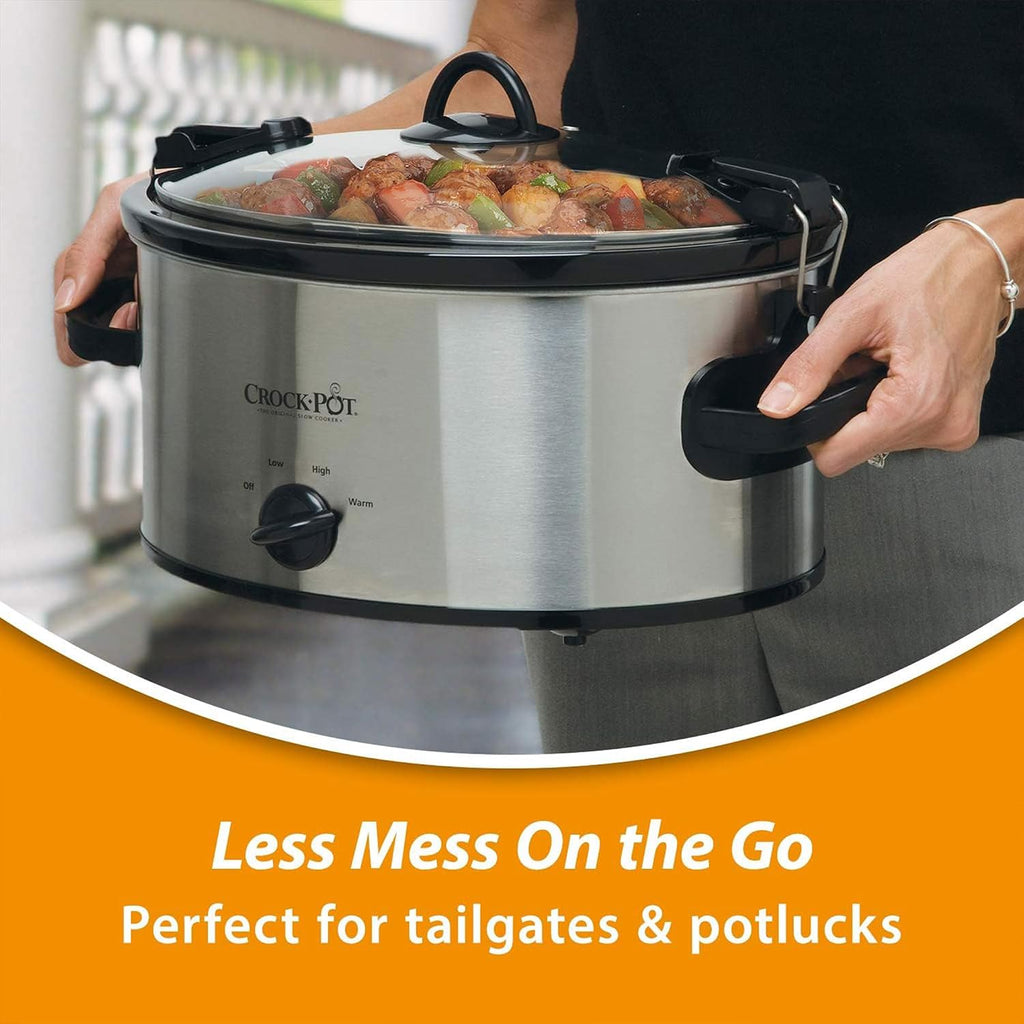 Crock-Pot Cook N Carry Oval Manual Portable Slow Cooker, Silver, 6-Quart