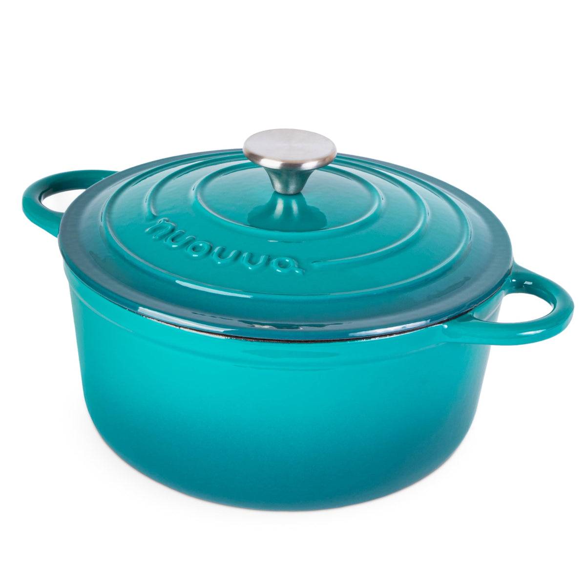Nuovva Enamelled Cast Iron Dutch Oven Pot with Lid-6.4 Quart Non Stick Casserole Pot-Heavy Duty & Oven Safe up to 500° F for Bread Baking, Braising, Stews, Roasting - 28cm Dark Blue
