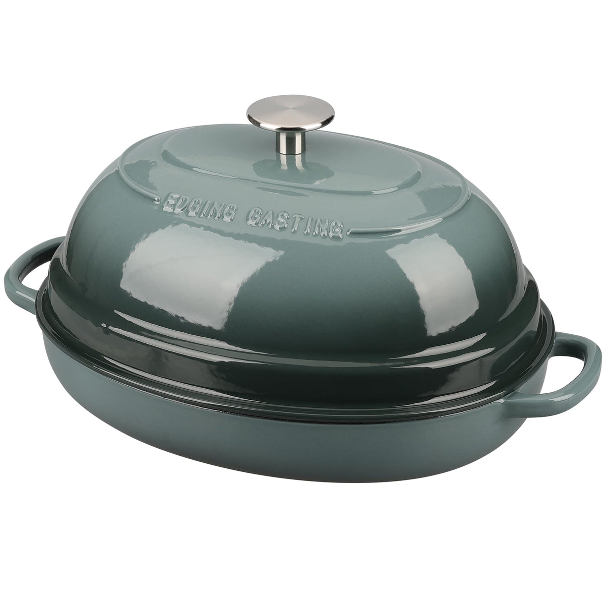 EDGING CASTING Enameled Oval Cast Iron Dutch Oven Pot with Lid, Bread Dutch Oven for Sourdough Bread Baking, Dutch Oven Bread, Bread Oven, 6QT, Seasalt