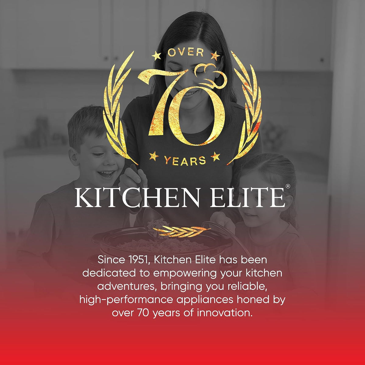 Kitchen Elite Slow Cooker, Stainless Steel with 3 Heat Settings, 5 Quart