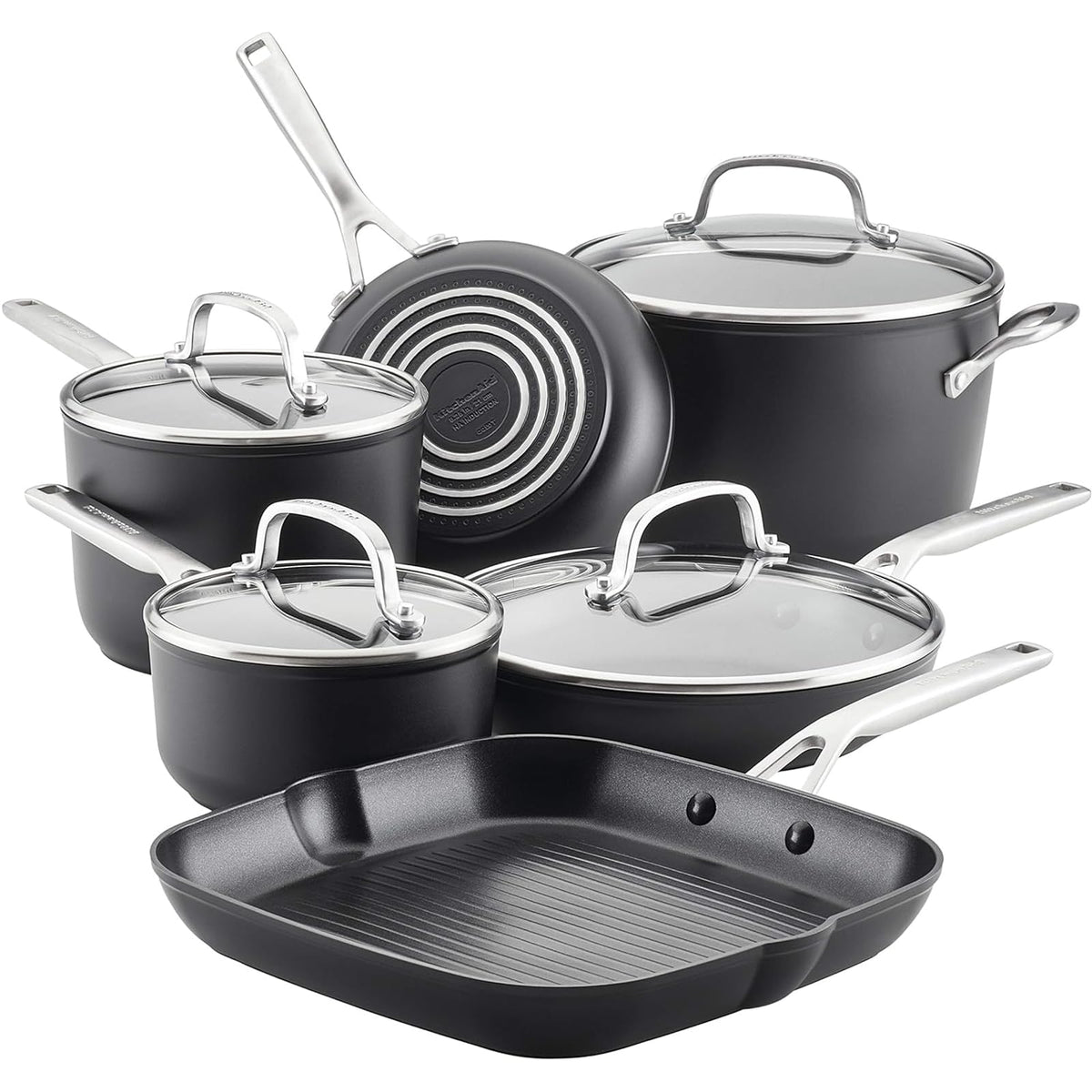 KitchenAid Hard-Anodized Nonstick Stir Fry Pan/Wok, 12.25-Inch, Matte Black
