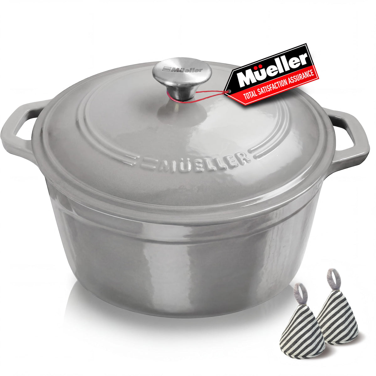 Mueller DuraCast 6 Quart Enameled Cast Iron Dutch Oven Pot with Lid