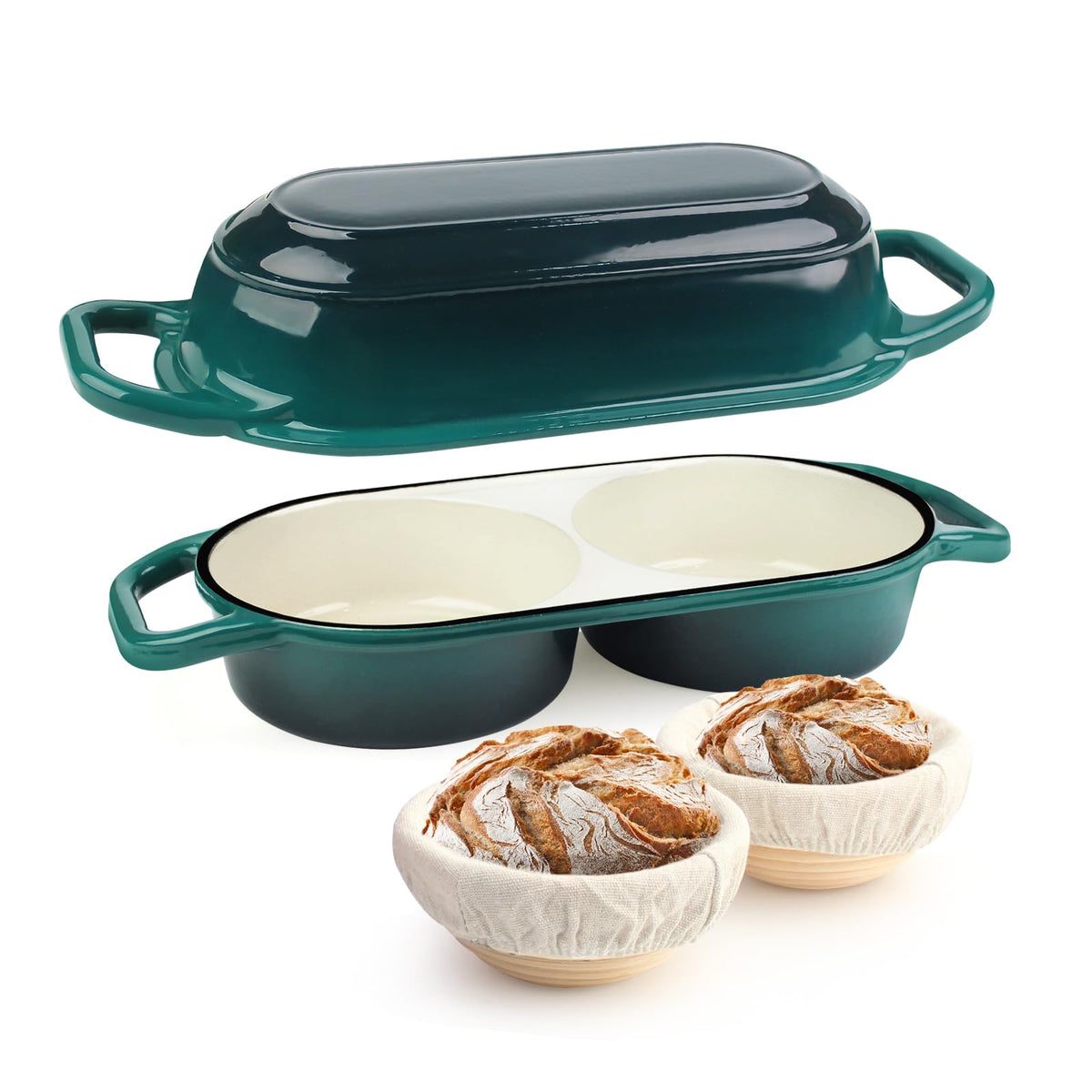 YONILL Mini Double Dutch Oven with Lid for Sourdough Bread Baking (Pink)