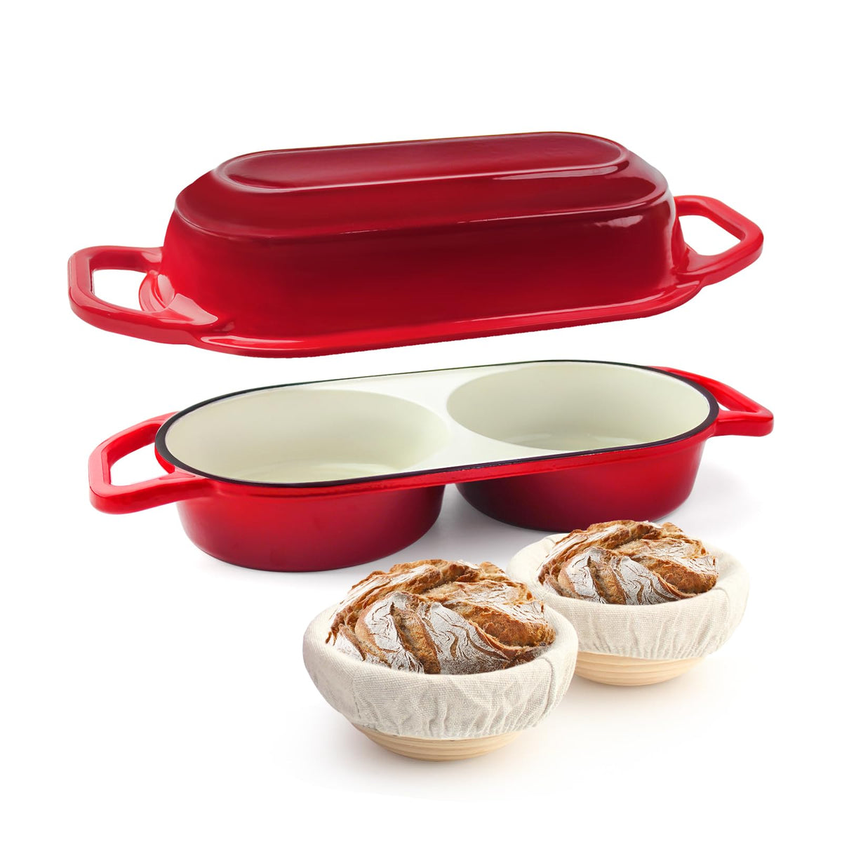 YONILL Mini Double Dutch Oven with Lid for Sourdough Bread Baking (Pink)
