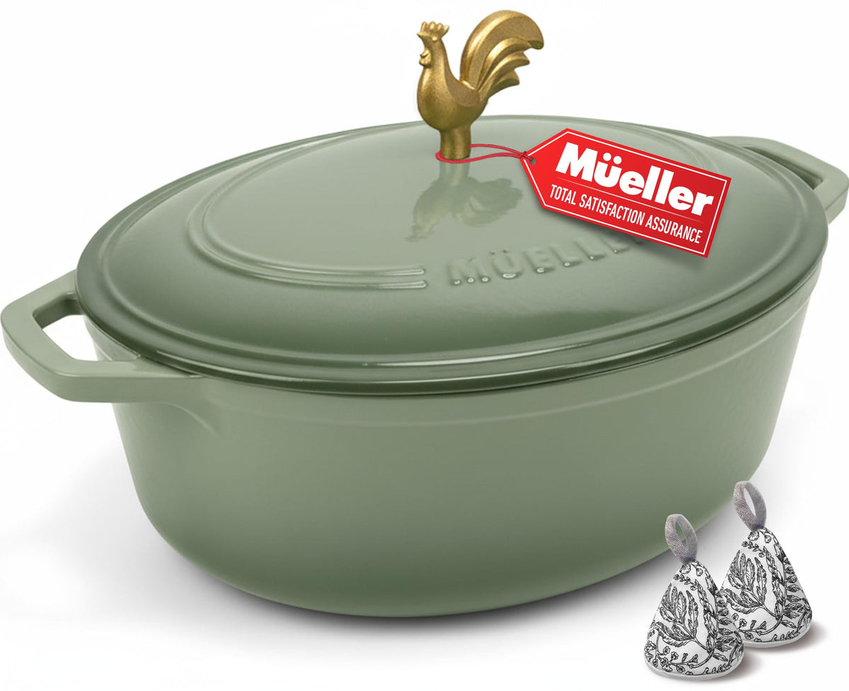 Mueller DuraCast 6 Quart Enameled Cast Iron Dutch Oven Pot with Lid