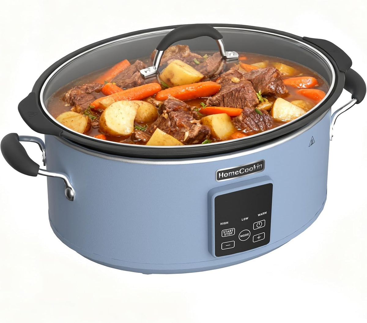 HOMECOOKIN Slow Cooker, Extra Large 10 Quart Programmable Slow Cookers, Dishwasher Safe Glass Lid & Crock, Kitchen Appliance for Families and Gatherings,Blue