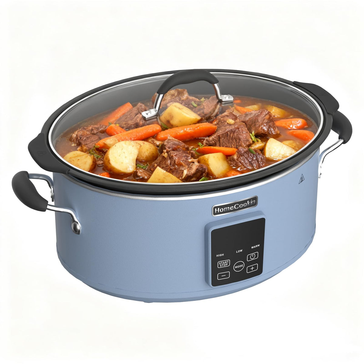 HOMECOOKIN Slow Cooker, Extra Large 10 Quart Programmable Slow Cookers, Dishwasher Safe Glass Lid & Crock, Kitchen Appliance for Families and Gatherings,Blue