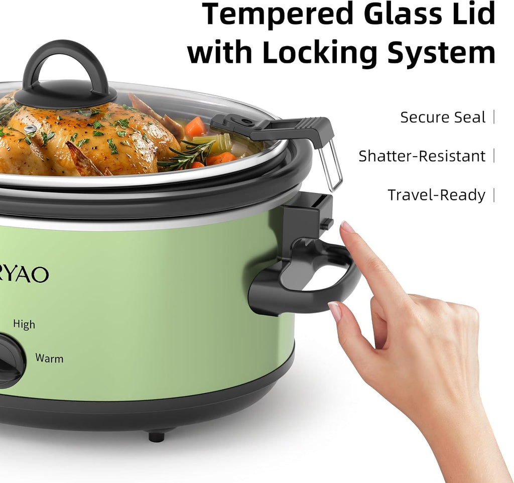 6 Quart Slow Cooker with Locking Lid, Includes 5 Liners, Serves 6-8