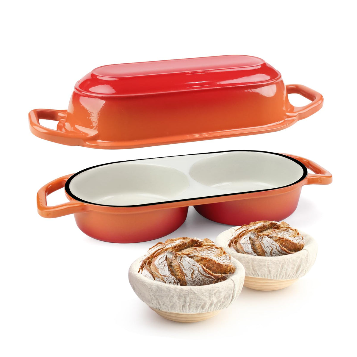 YONILL Mini Double Dutch Oven with Lid for Sourdough Bread Baking (Pink)