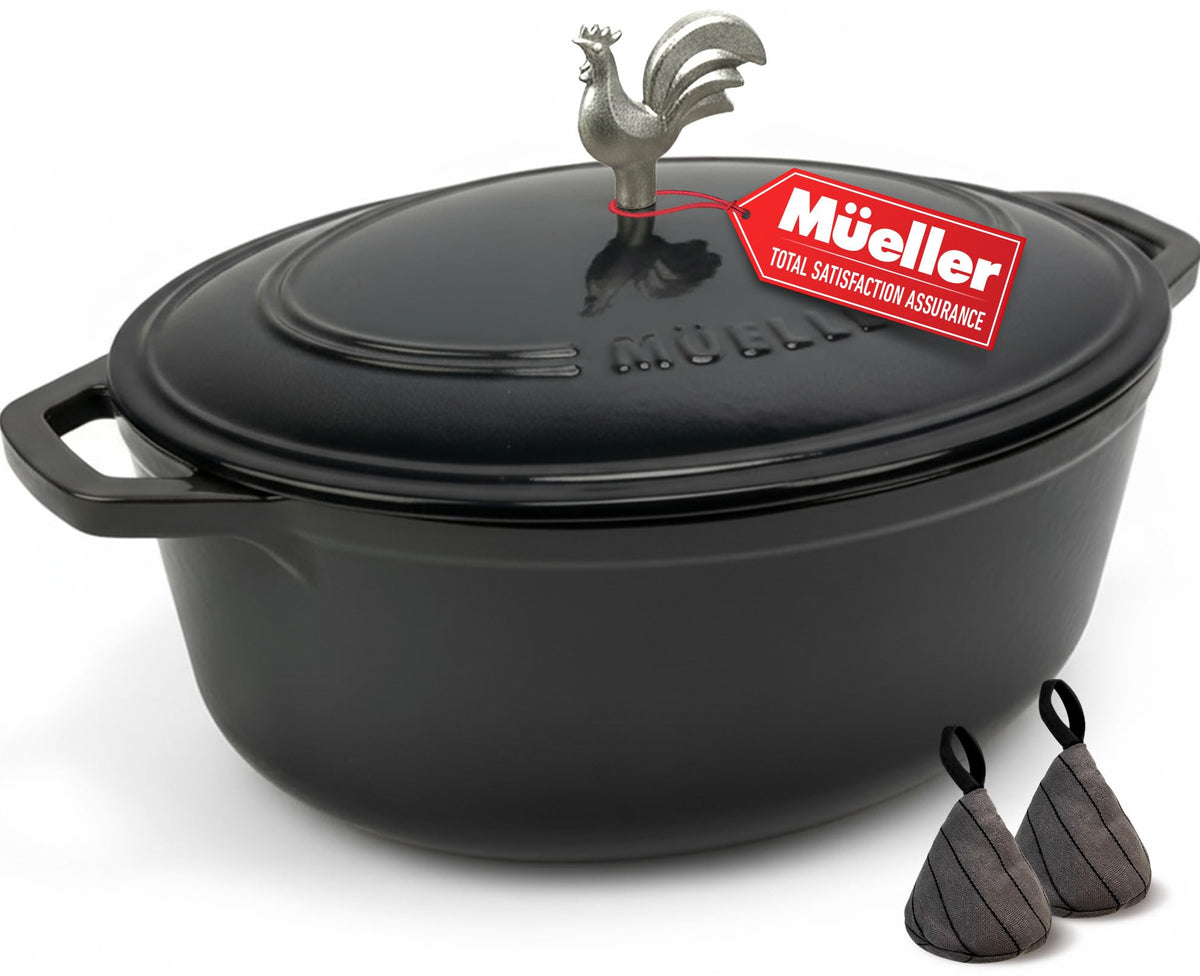 Mueller DuraCast 6 Quart Enameled Cast Iron Dutch Oven Pot with Lid