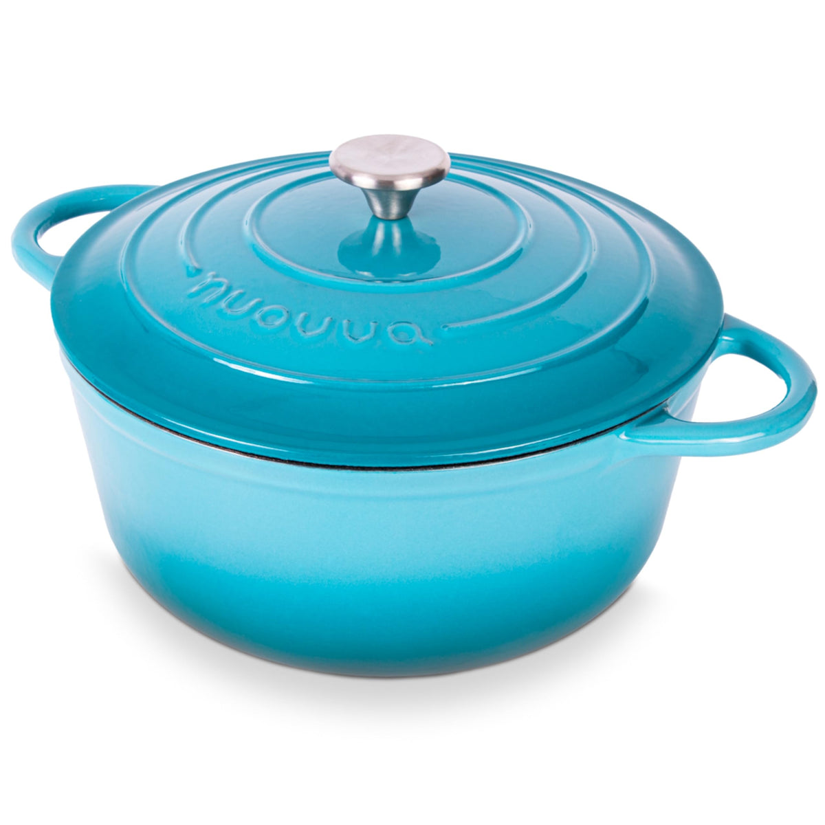 Nuovva Enamelled Cast Iron Dutch Oven Pot with Lid-6.4 Quart Non Stick Casserole Pot-Heavy Duty & Oven Safe up to 500° F for Bread Baking, Braising, Stews, Roasting - 28cm Dark Blue