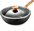 ITSMILLERS Nonstick Wok Aluminium Die-casting Chinese Wok, Scratch Resistant With Lid, PFOA-Free, Dishwasher Safe & Induction Bottom,11.8 Inch,5QT,Large Capacity