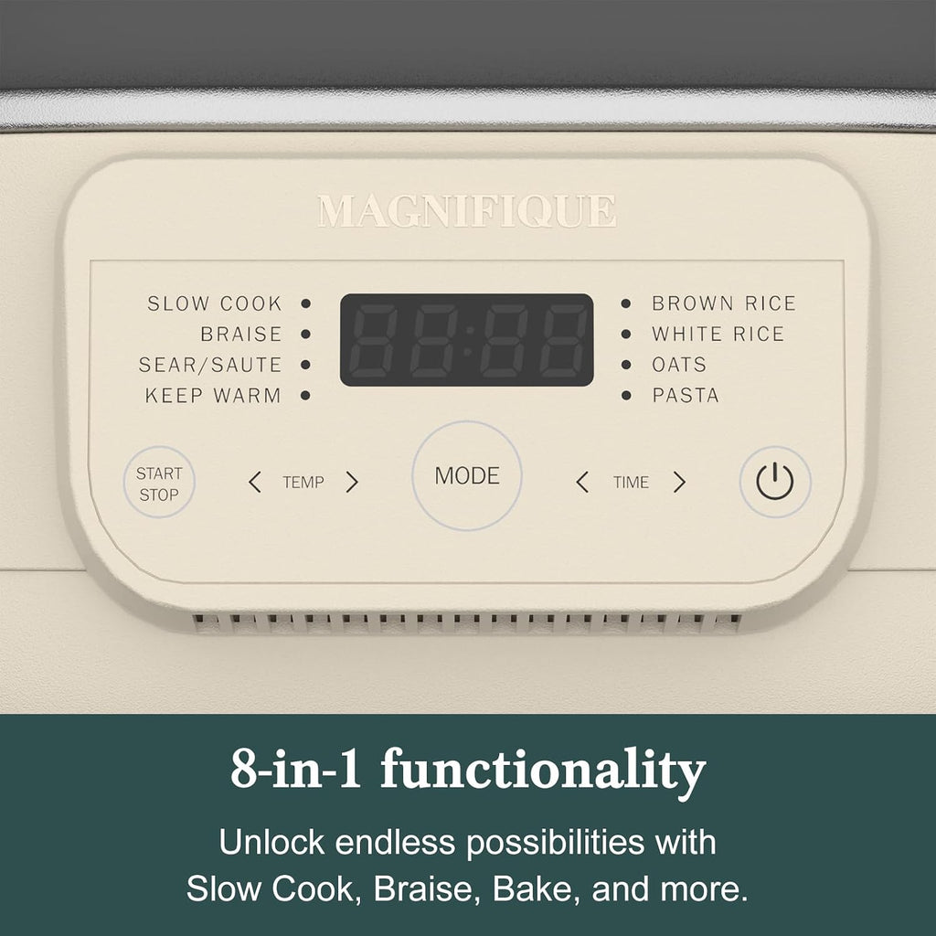 MAGNIFIQUE 6 Quart Multi-Cooker with 8-in-1 Casserole Programmable Slow Cooker, Dutch Oven, Pasta, Nonstick, Oven Safe Pot to 500°F Oatmeal
