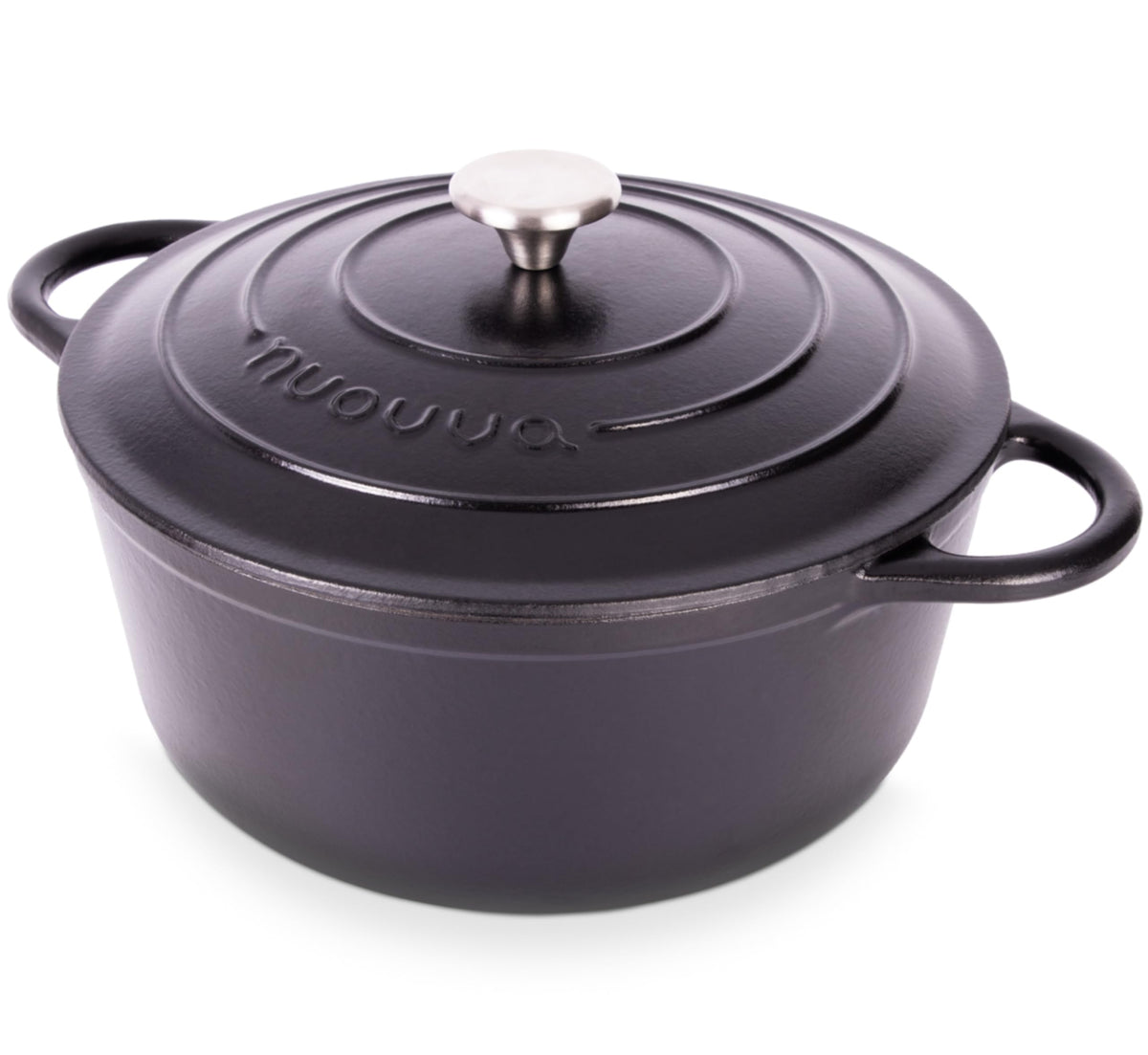 Nuovva Enamelled Cast Iron Dutch Oven Pot with Lid-6.4 Quart Non Stick Casserole Pot-Heavy Duty & Oven Safe up to 500° F for Bread Baking, Braising, Stews, Roasting - 28cm Dark Blue