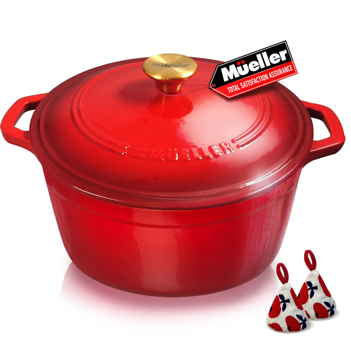 Mueller DuraCast 6 Quart Enameled Cast Iron Dutch Oven Pot with Lid