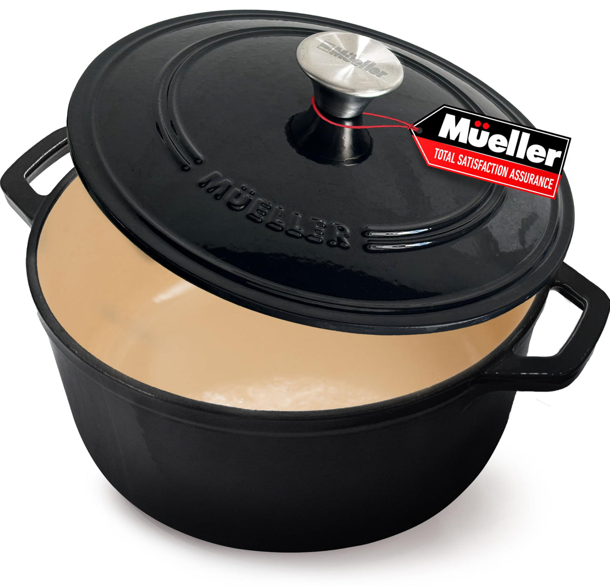 Mueller DuraCast 6 Quart Enameled Cast Iron Dutch Oven Pot with Lid