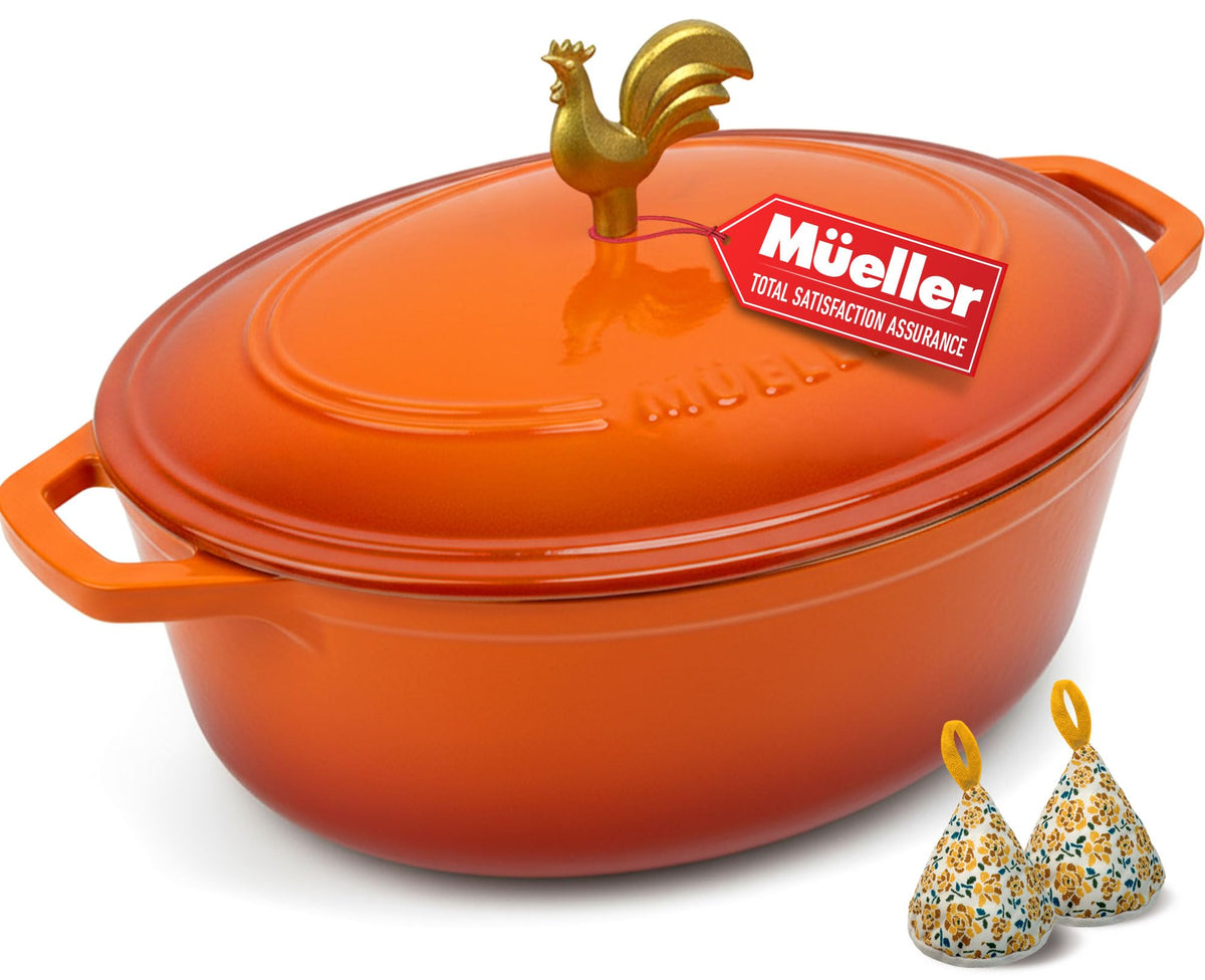 Mueller DuraCast 6 Quart Enameled Cast Iron Dutch Oven Pot with Lid