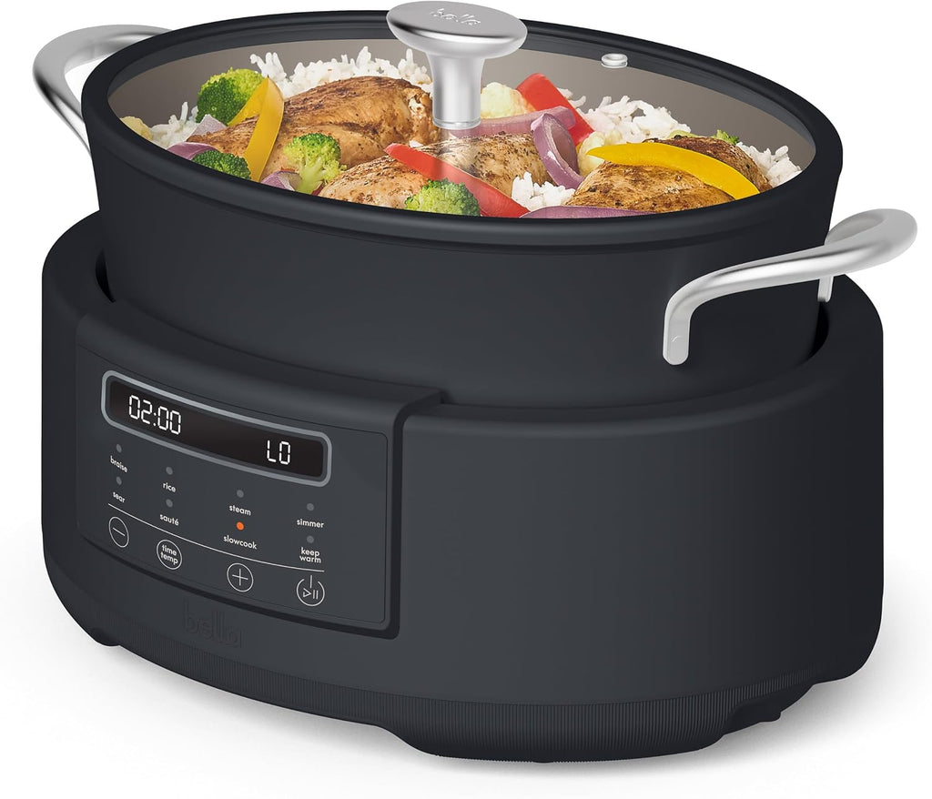 bella Multi 10-in-1 7qt MultiCooker, Non-Toxic, Nonstick Coating, Slate