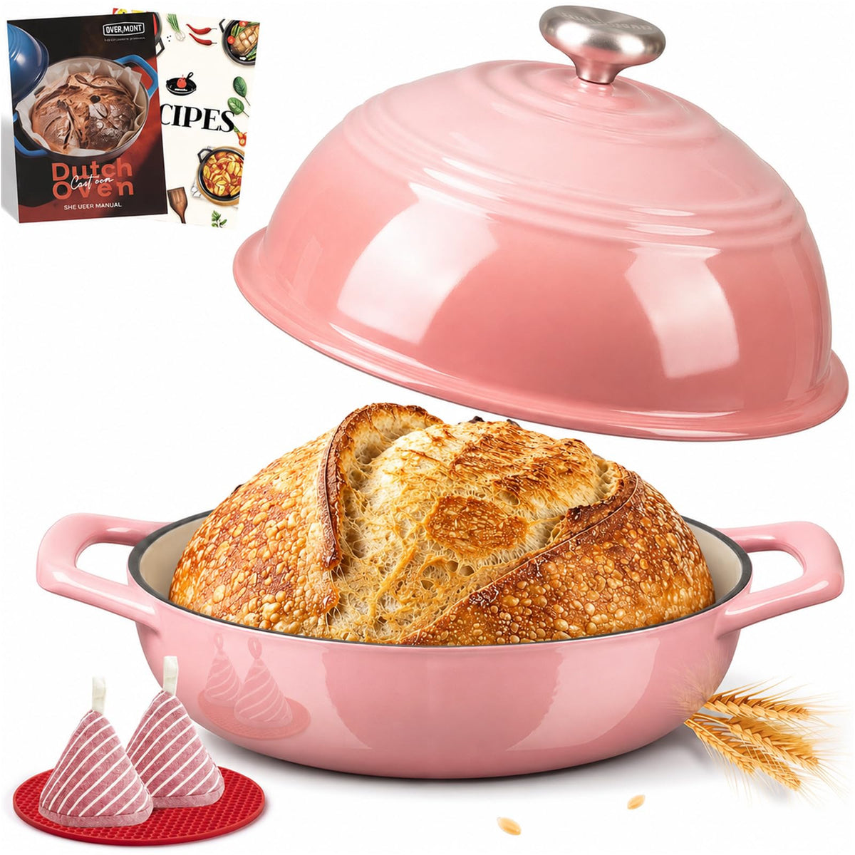 Overmont Enameled Cast Iron Dutch Oven, 6QT Bread Oven with Dome Lid Recipe