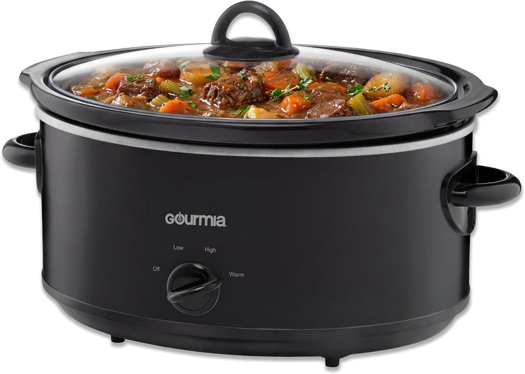 Gourmia Slow Cooker – 6 Quart, Manual Controls, Removable Stoneware, Black
