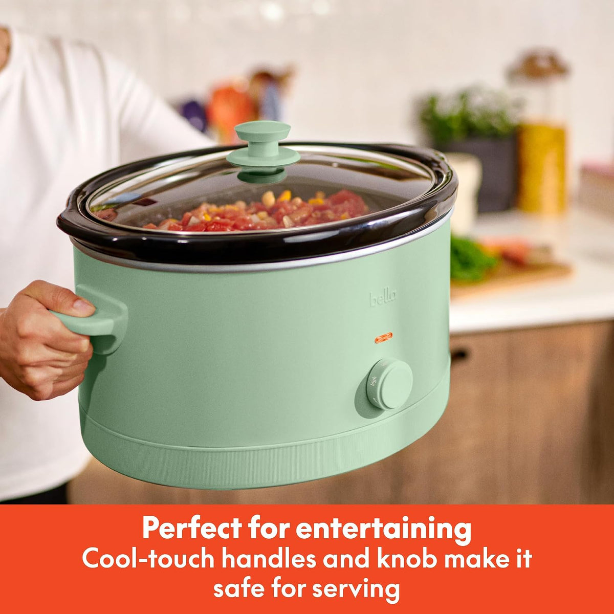 bella 6qt Manual Non-Toxic Slow Cooker with Cord Storage, Seaglass