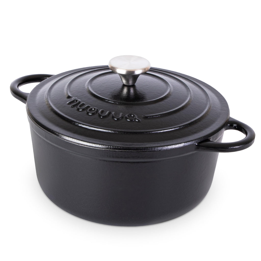 Nuovva Enamelled Cast Iron Dutch Oven Pot with Lid-6.4 Quart Non Stick Casserole Pot-Heavy Duty & Oven Safe up to 500° F for Bread Baking, Braising, Stews, Roasting - 28cm Dark Blue