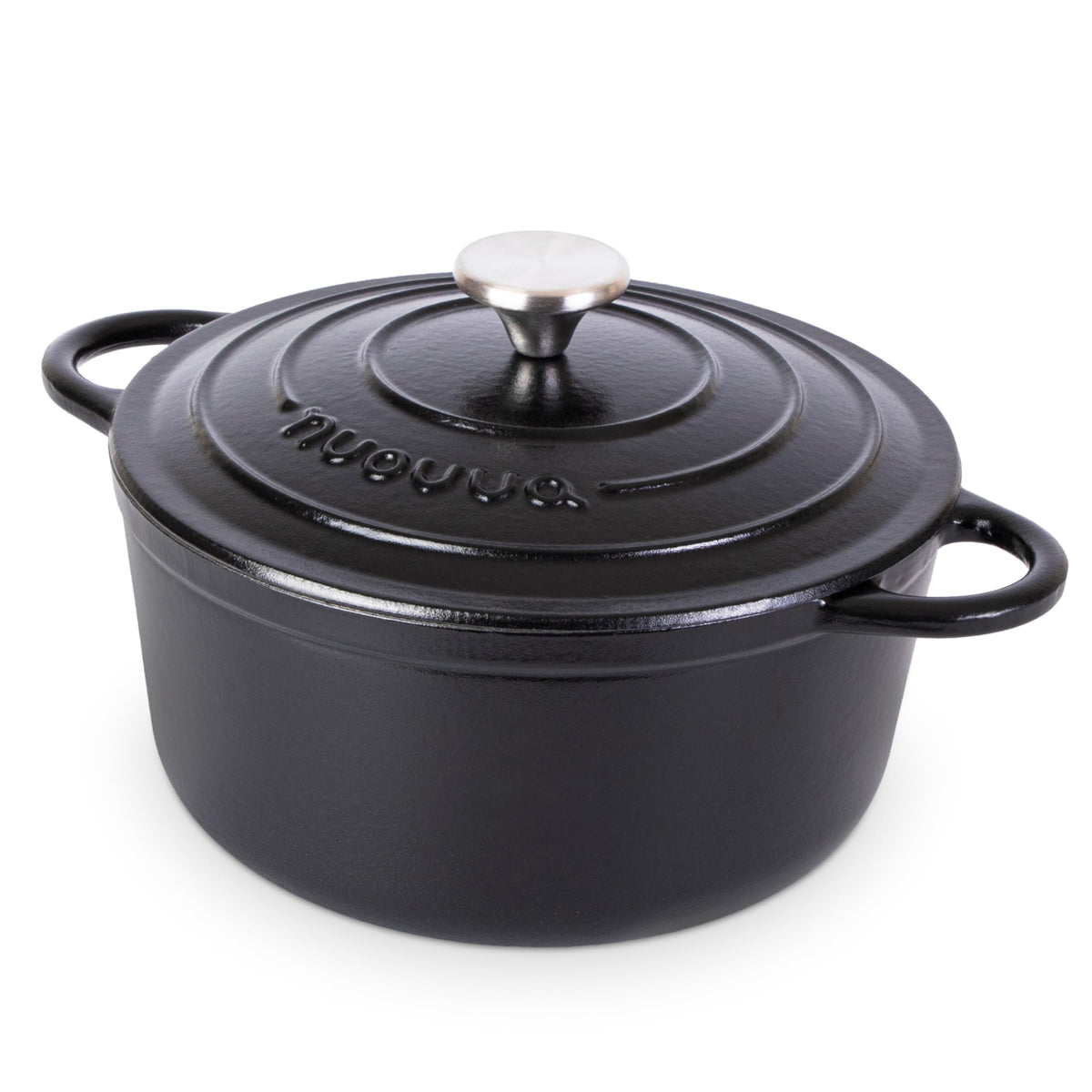 Nuovva Enamelled Cast Iron Dutch Oven Pot with Lid-6.4 Quart Non Stick Casserole Pot-Heavy Duty & Oven Safe up to 500° F for Bread Baking, Braising, Stews, Roasting - 28cm Dark Blue