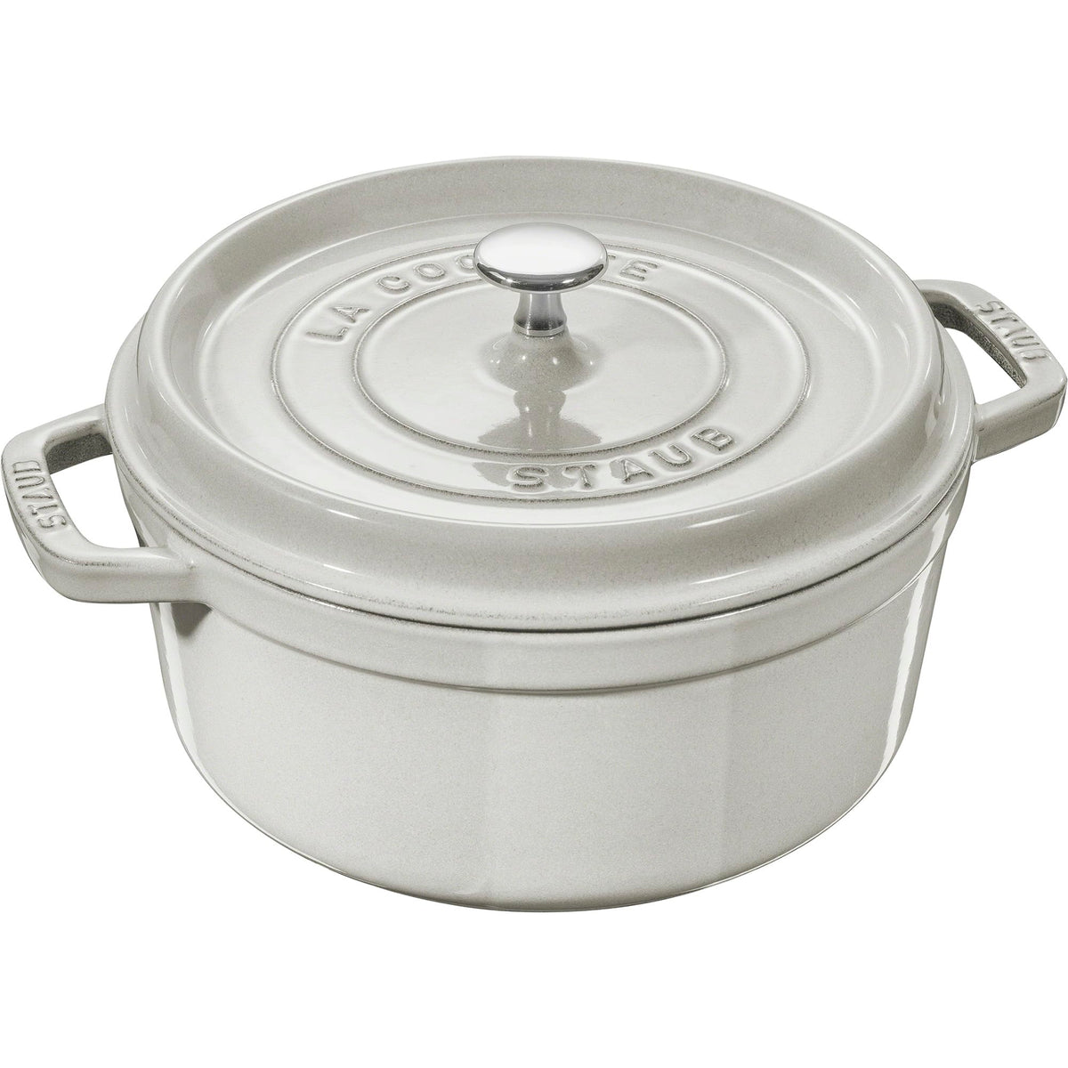 STAUB Cast Iron Dutch Oven 4-qt Round Cocotte, Made in France, Serves 3-4, White