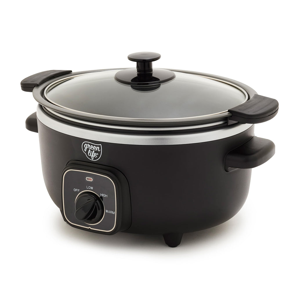 GreenLife 8QT Ceramic Nonstick Slow Cooker, Cooktop/Oven Safe, Cream