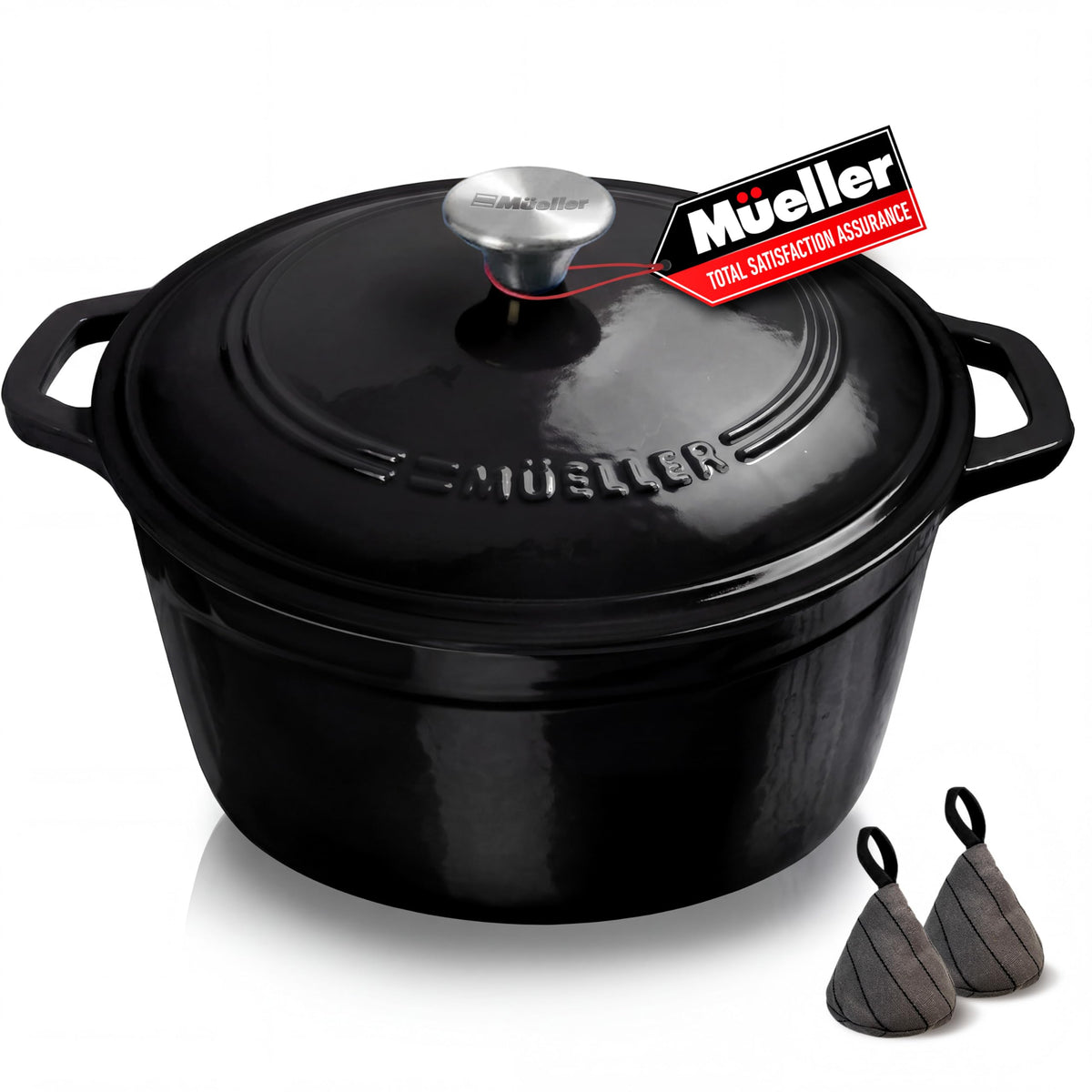 Mueller DuraCast 6 Quart Enameled Cast Iron Dutch Oven Pot with Lid