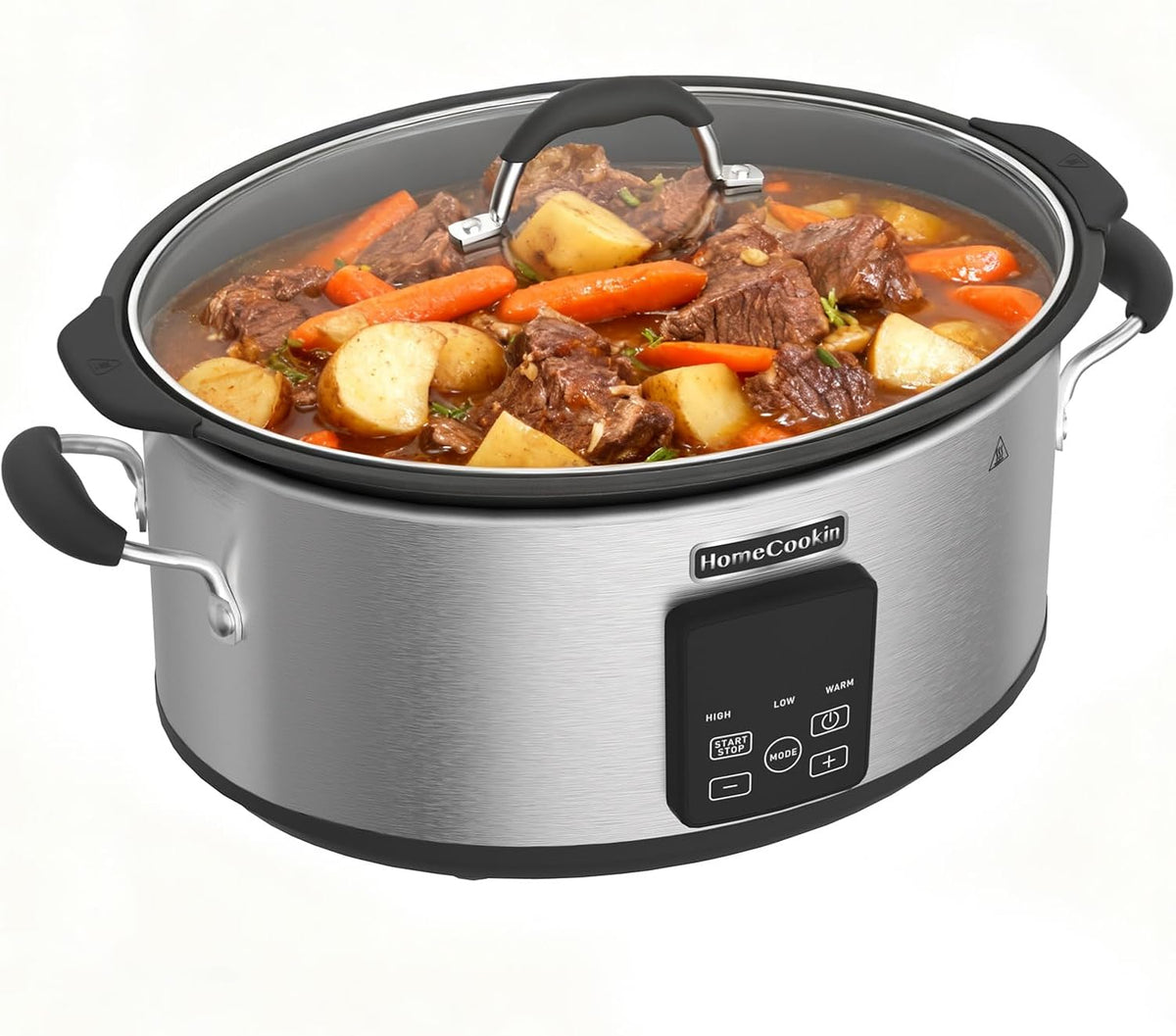 HOMECOOKIN Slow Cooker, Extra Large 10 Quart Digital Programmable Slow Cookers with Timer, Dishwasher Safe Glass Lid & Crock, Kitchen Appliance for Families and Gatherings, Stainless Steel