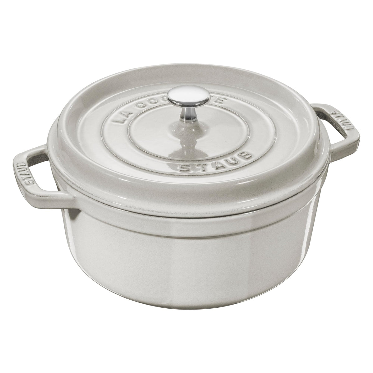 STAUB Cast Iron Dutch Oven 4-qt Round Cocotte, Made in France, Serves 3-4, White