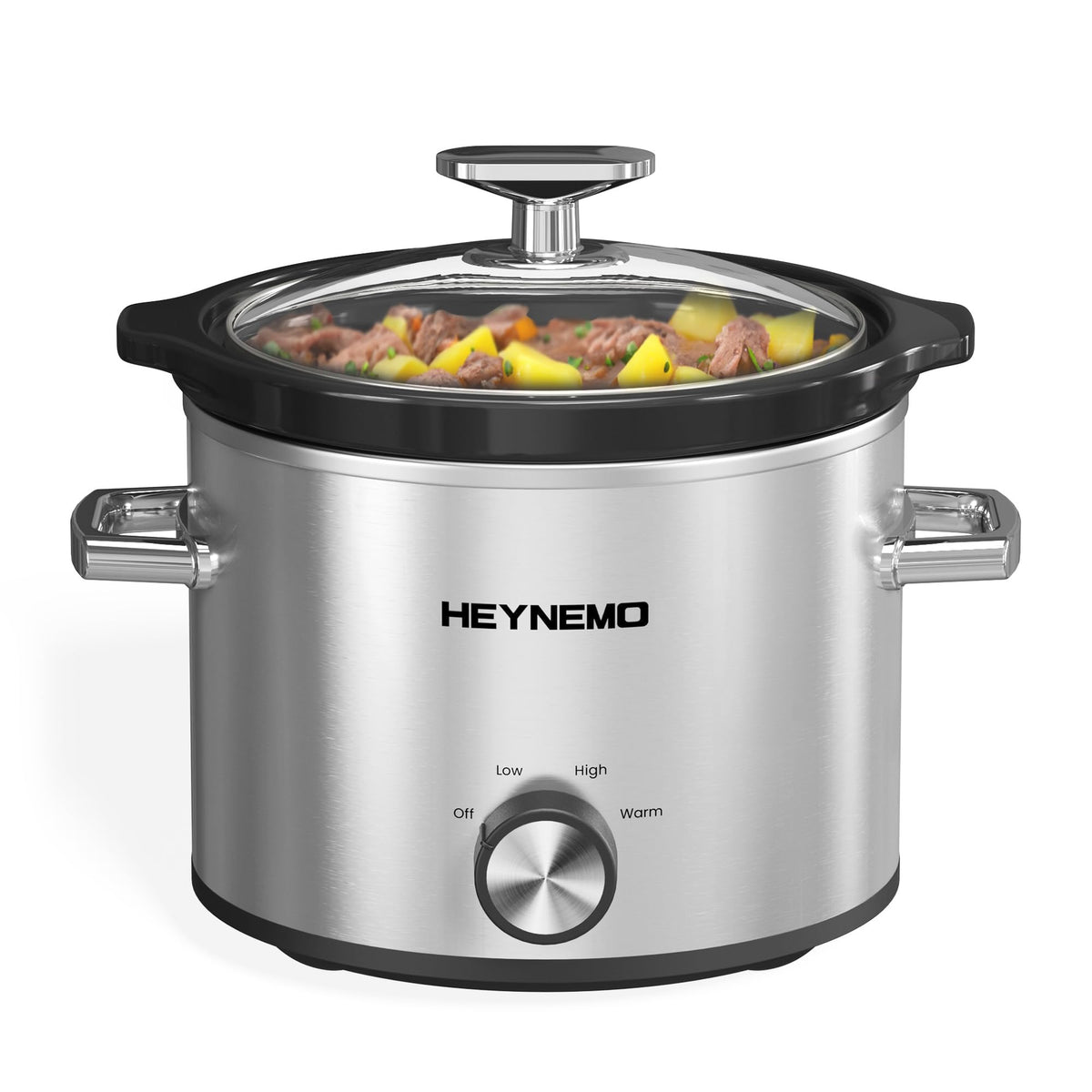 2 QT Small Slow Cooker, 3 Adjustable Temp, Upgraded Ceramic Pot, Easy Clean-up, Nutrient Loss Reduction, Sauces, Stews & Dips, Stainless Steel, Blue