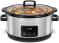 Chefman Slow Cooker 7 Quart, Large Family Size Programmable Digital Slow Cooker with 24-Hour Timer, Low, High & Warm Settings, Ceramic Crock, Tempered Glass Lid, Dishwasher-Safe, Stainless Steel