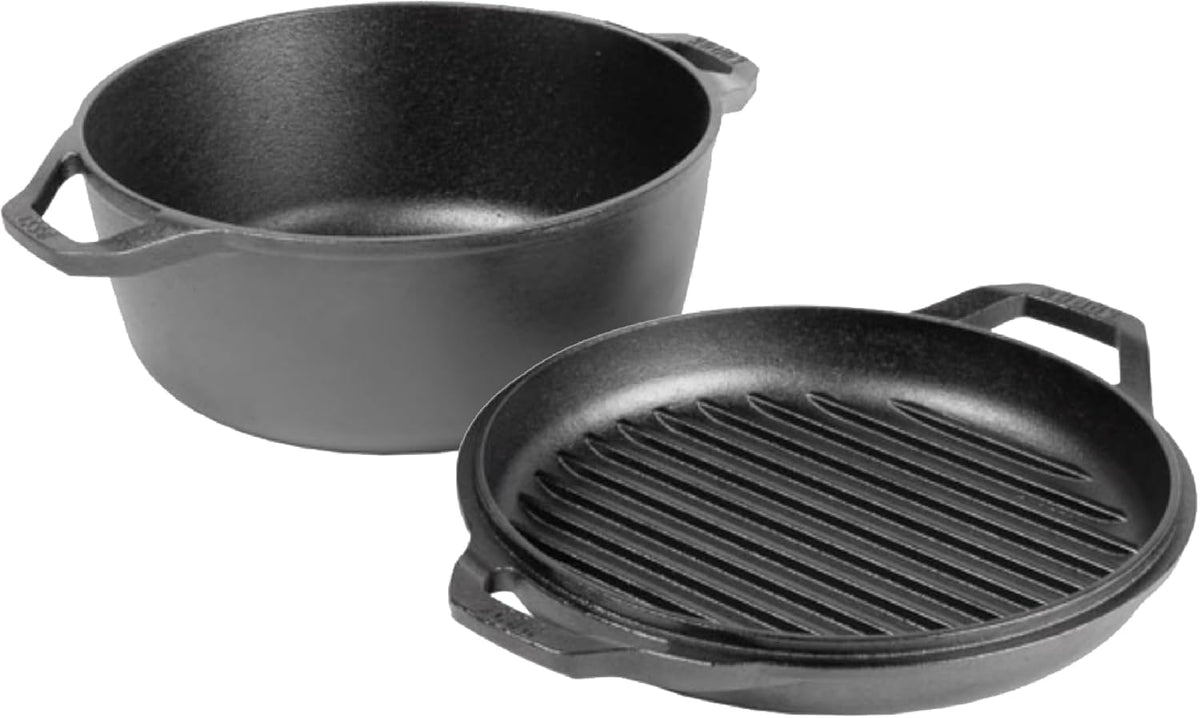 Lodge Chef Collection 6 Quart Pre-Seasoned Cast Iron Double Dutch Oven