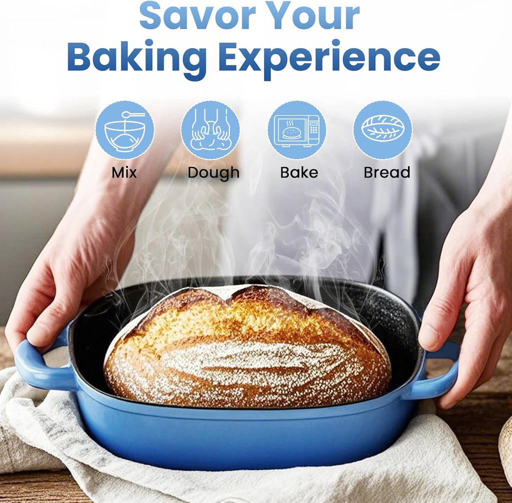 2.5QT Cast Iron Dutch Oven, Bread Loaf Pan for Sourdough Bread Baking