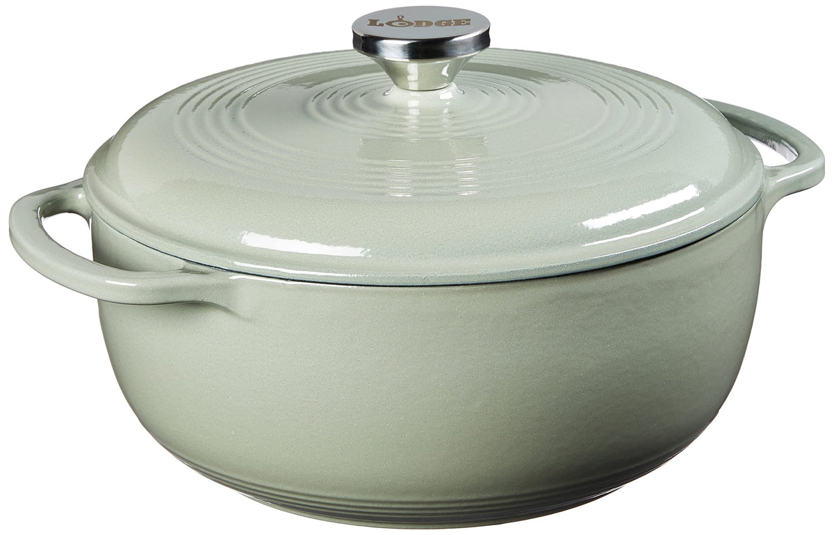 Lodge Essential Enamel Cast Iron Dutch Oven, 4.5 Quart, Caribbean Blue