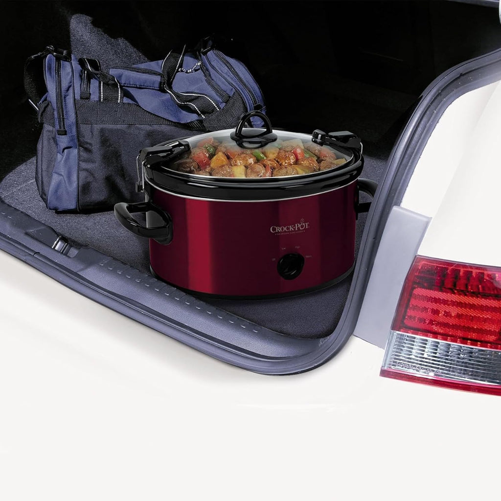 Crock-Pot Cook and Carry Manual Portable Slow Cooker, Red, 6 Quart Oval