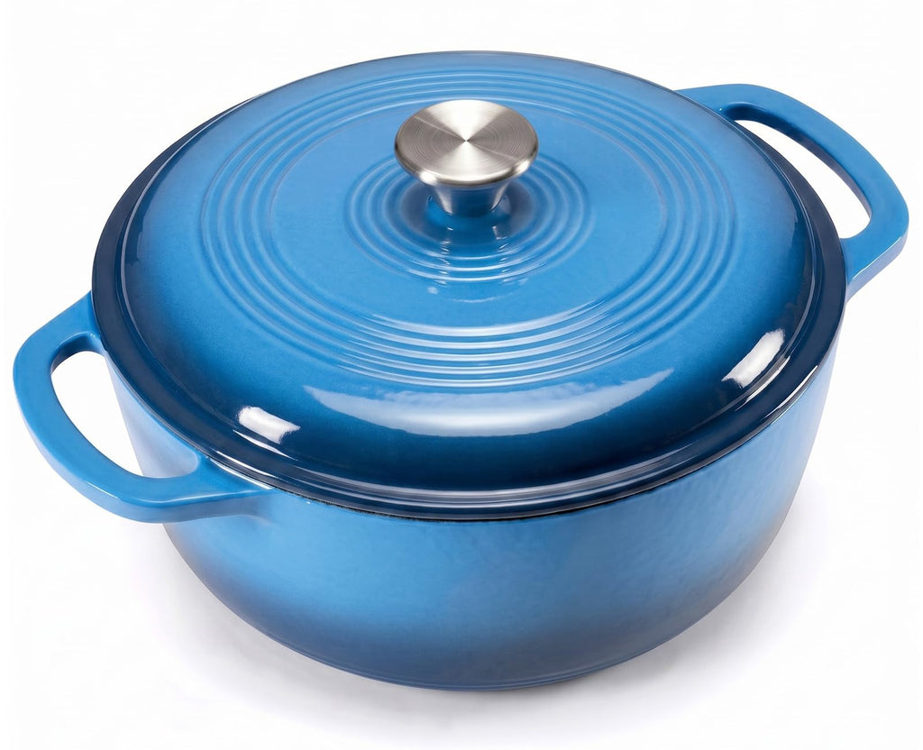 Sweetcrispy 6 Qt Enameled Cast Iron Dutch Oven Pot with Lid, Blue
